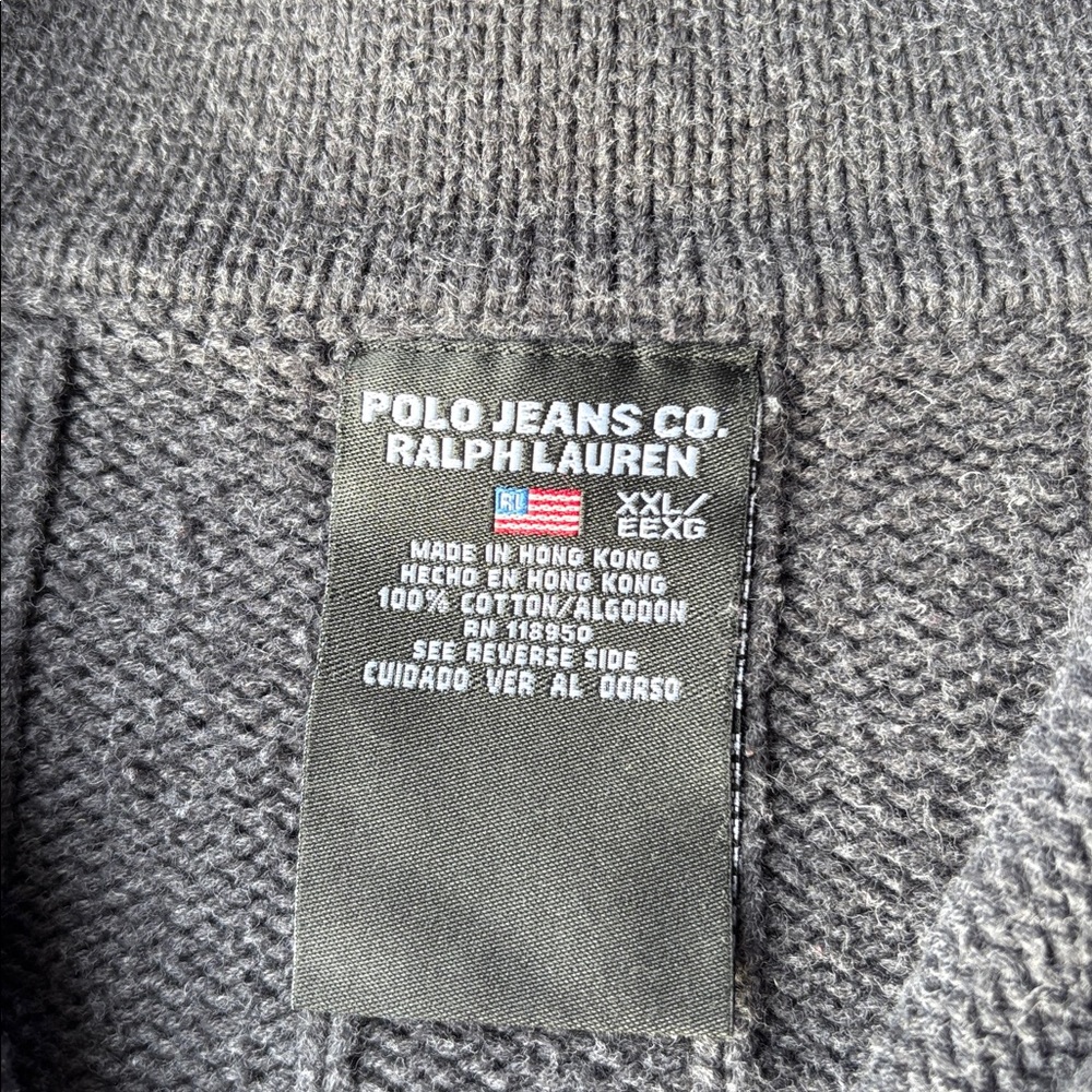 Vintage Polo Jeans Ralph Lauren Quarter Zip Sweater XXL Ribbed Cotton 90s Y2K - Picture 6 of 8